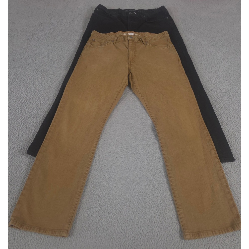 LOT OF 2 Eddie Bauer Jeans Mens 36x32 Multi Straight Fit Flex Stretch Denim